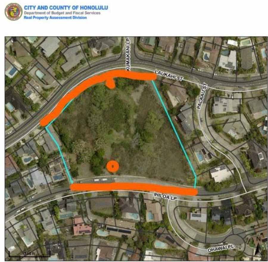 flerd-map The area of Laukahi Slopes mini-park