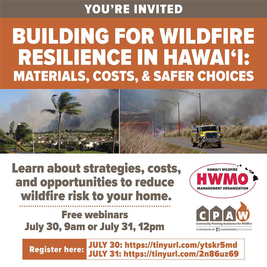 Wildfire seminar on July 30 & 31.